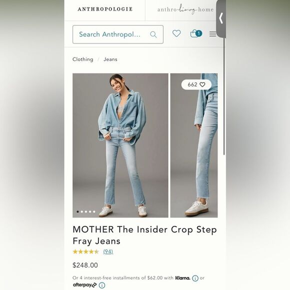 MOTHER | Insider Crop Step Frey Limited Edition Wash Size 32 Anthropologie - Picture 6 of 14